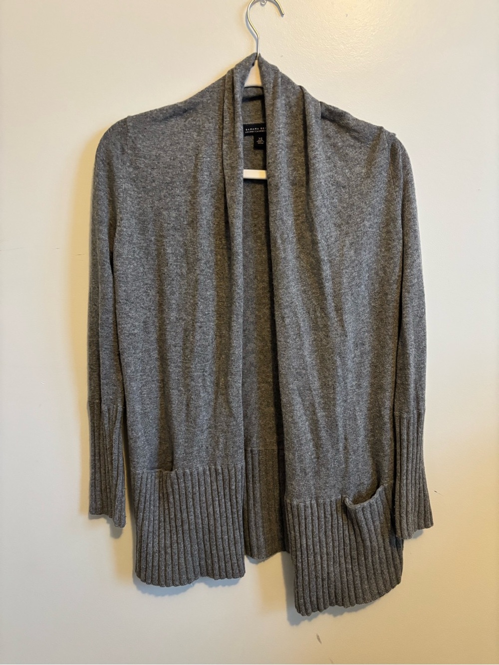 Banana Republic Heather Gray Open-Front Cashmere Blend Cardigan